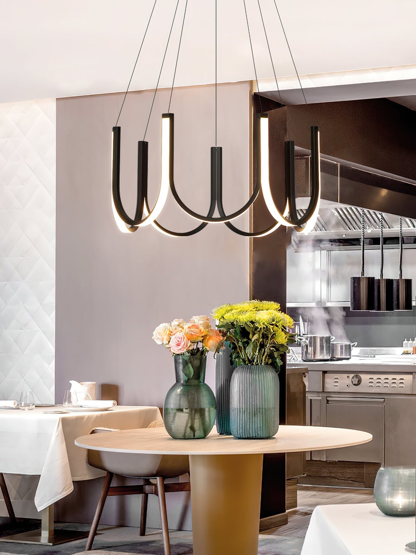 You LED Chandelier - Modern U-Shape Minimalist Pendant | 7-Light Integrated LED Dining Chandelier