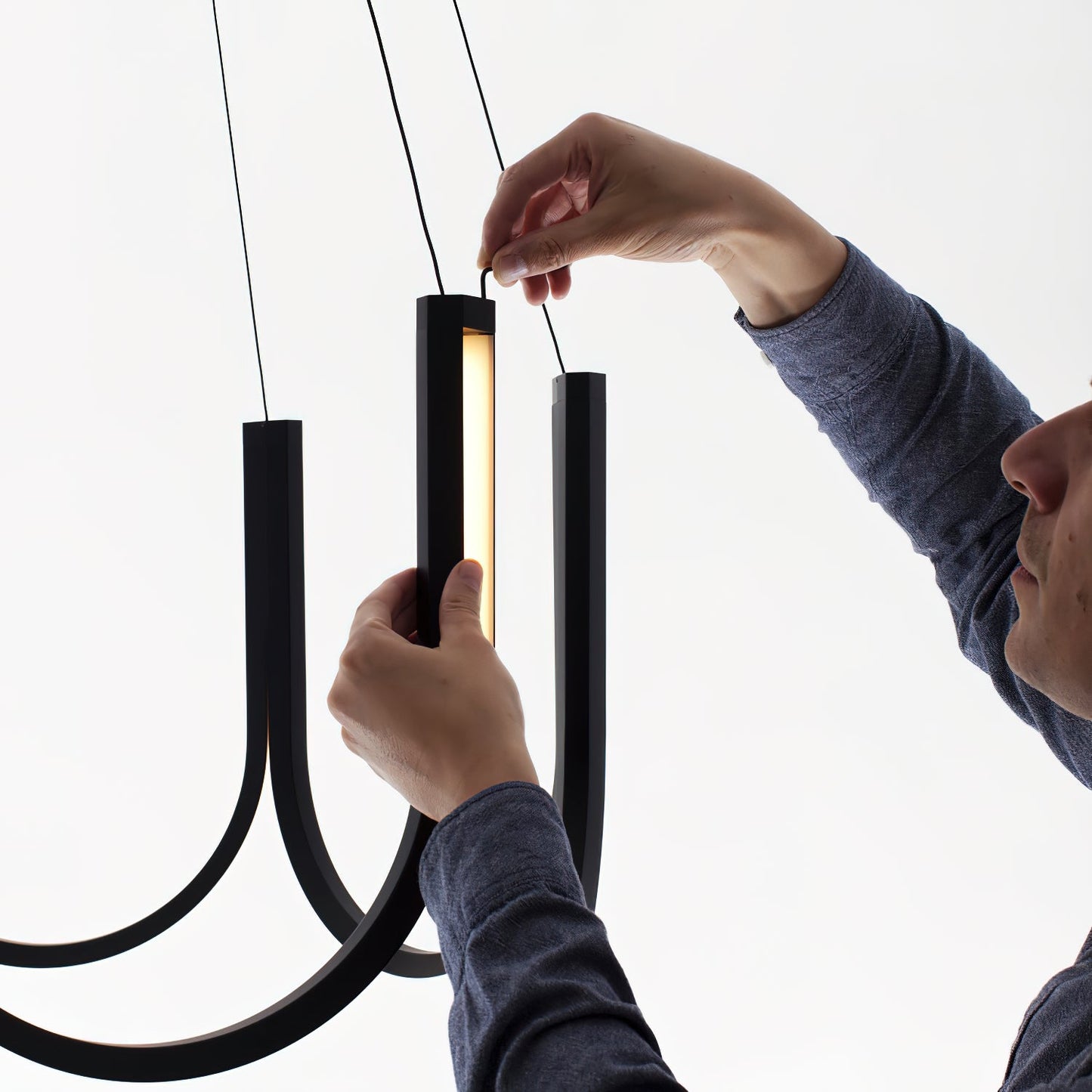 You LED Chandelier - Modern U-Shape Minimalist Pendant | 7-Light Integrated LED Dining Chandelier