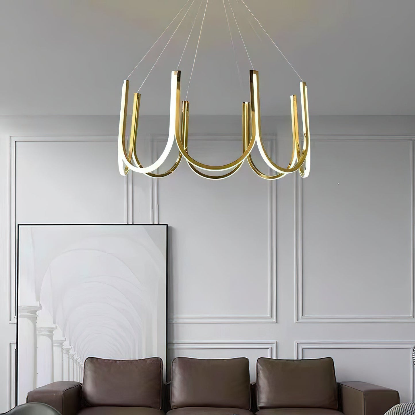 You LED Chandelier - Modern U-Shape Minimalist Pendant | 7-Light Integrated LED Dining Chandelier