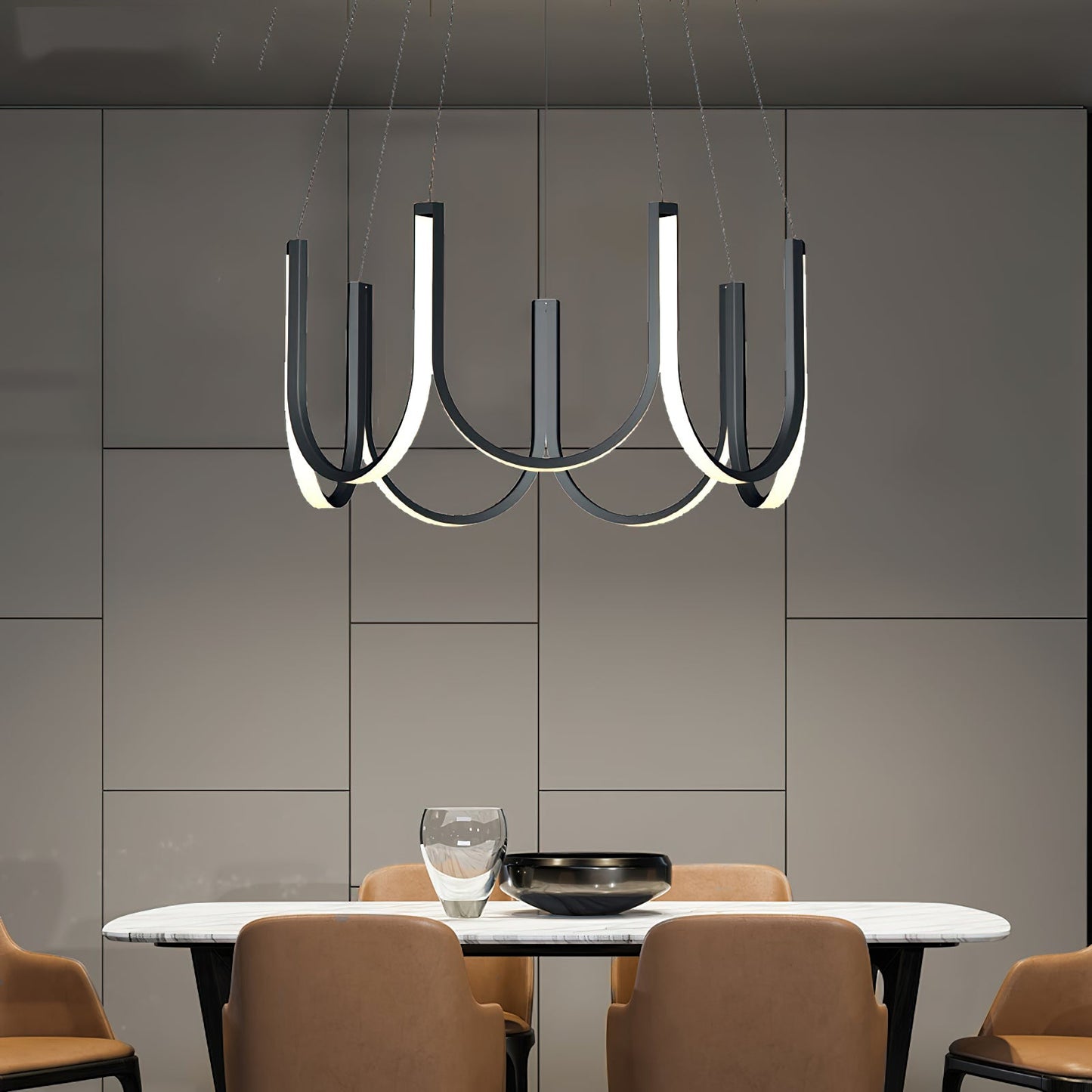 You LED Chandelier - Modern U-Shape Minimalist Pendant | 7-Light Integrated LED Dining Chandelier