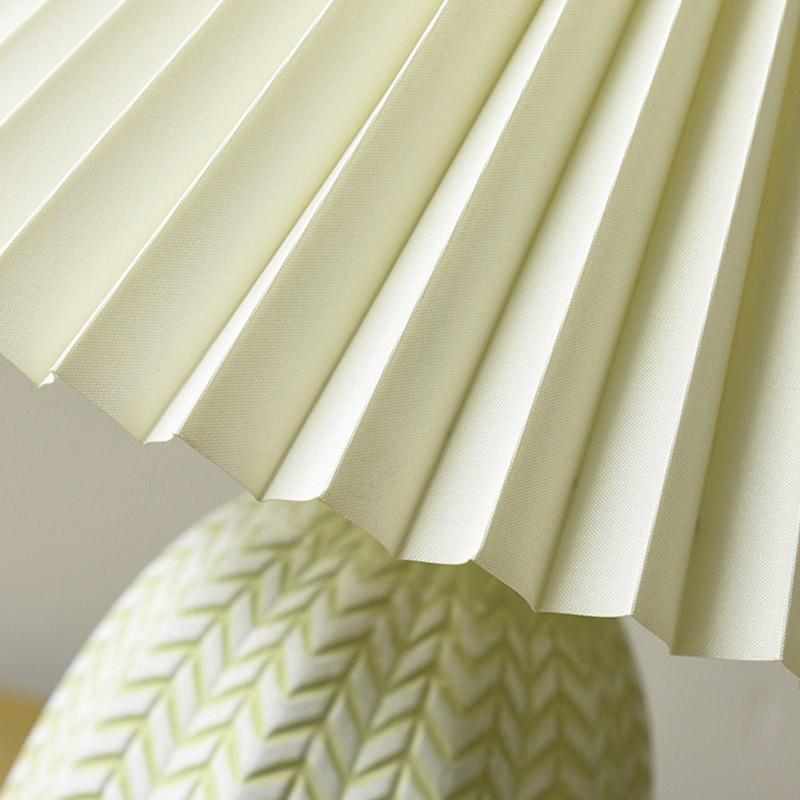 Vintage Tapered Pleated Linen Shade Ceramic Table Lamp – Nordic Floral Accent Light