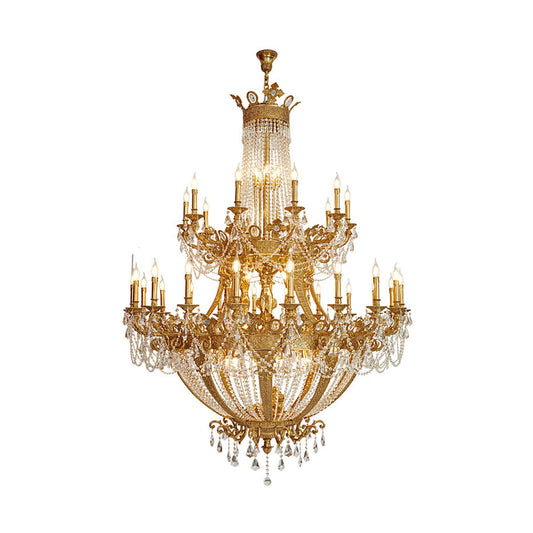 Zaira Opulent Chandelier - Grand 55-Light Palace Chandelier | Luxury Brass & Crystal Tiered Lighting