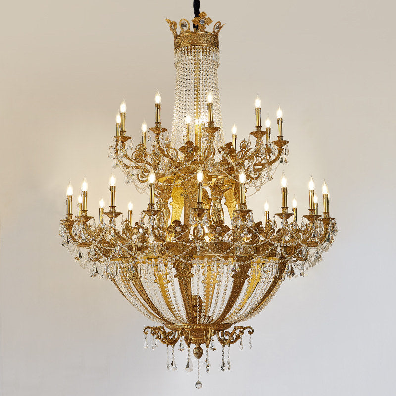 Zaira Opulent Chandelier - Grand 55-Light Palace Chandelier | Luxury Brass & Crystal Tiered Lighting