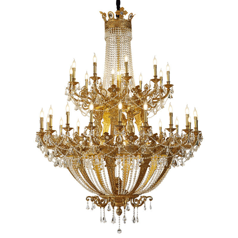 Zaira Opulent Chandelier - Grand 55-Light Palace Chandelier | Luxury Brass & Crystal Tiered Lighting
