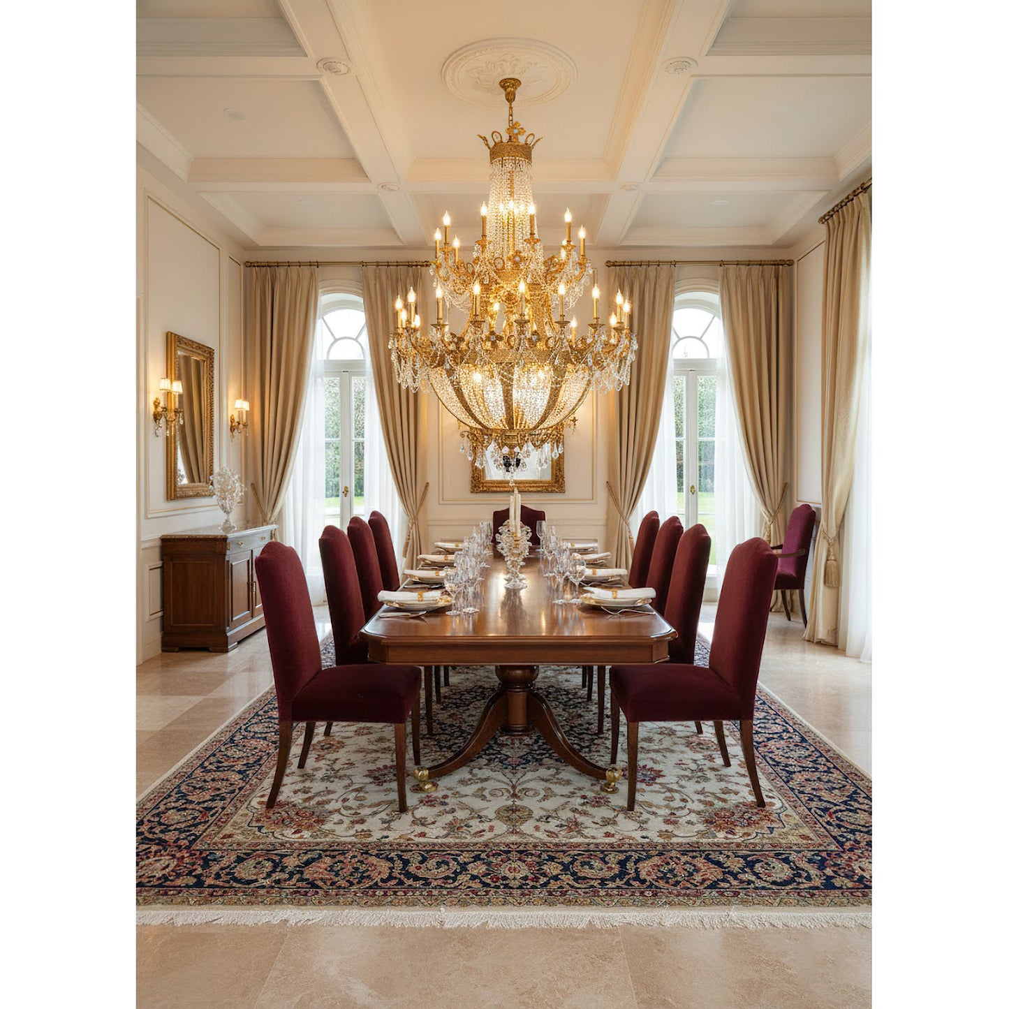 Zaira Opulent Chandelier - Grand 55-Light Palace Chandelier | Luxury Brass & Crystal Tiered Lighting
