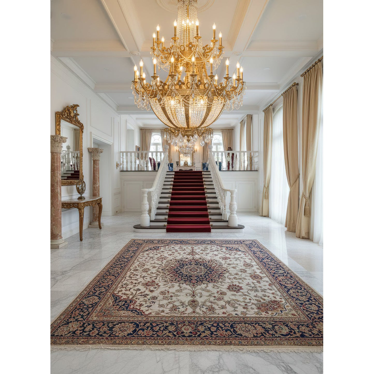 Zaira Opulent Chandelier - Grand 55-Light Palace Chandelier | Luxury Brass & Crystal Tiered Lighting