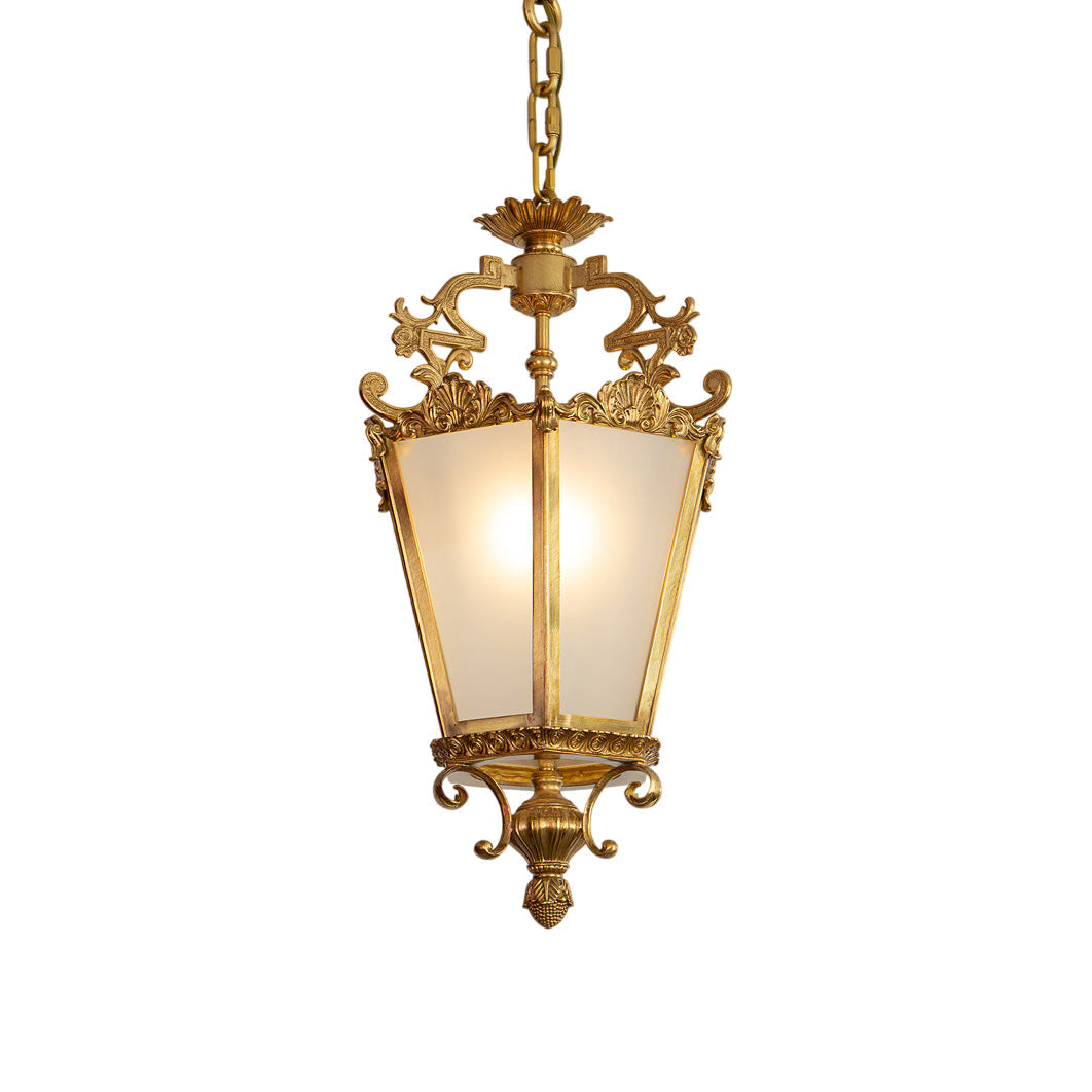 Zaragoza Lantern Pendant Lamp - Vintage Perforated Brass Chandelier | Classic Oil Lamp Inspired Pendant