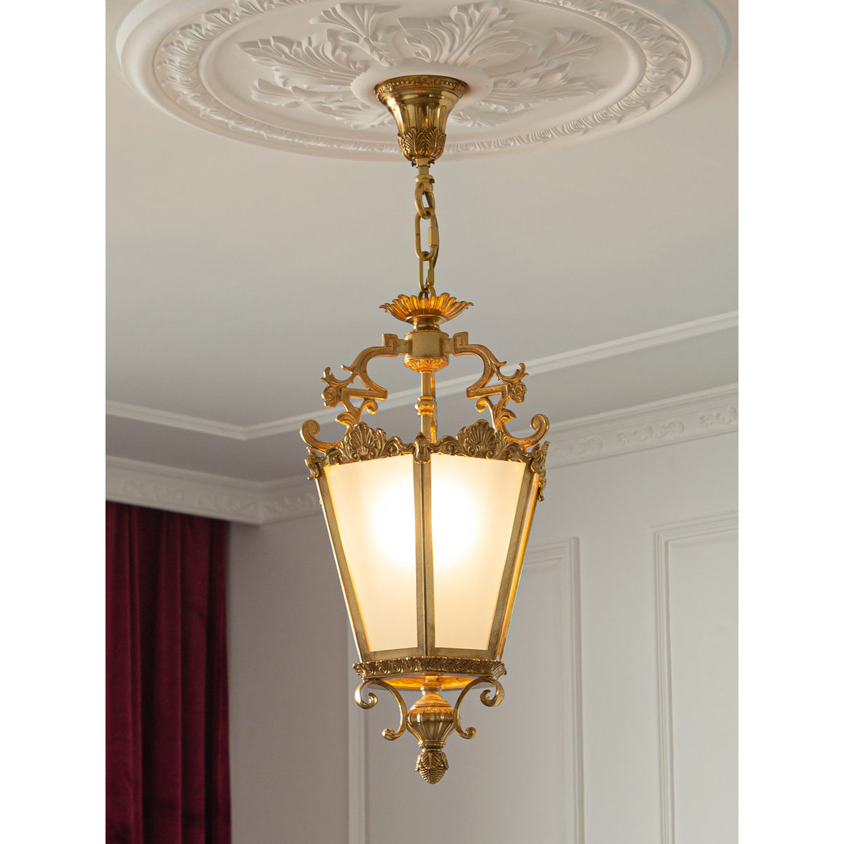 Zaragoza Lantern Pendant Lamp - Vintage Perforated Brass Chandelier | Classic Oil Lamp Inspired Pendant