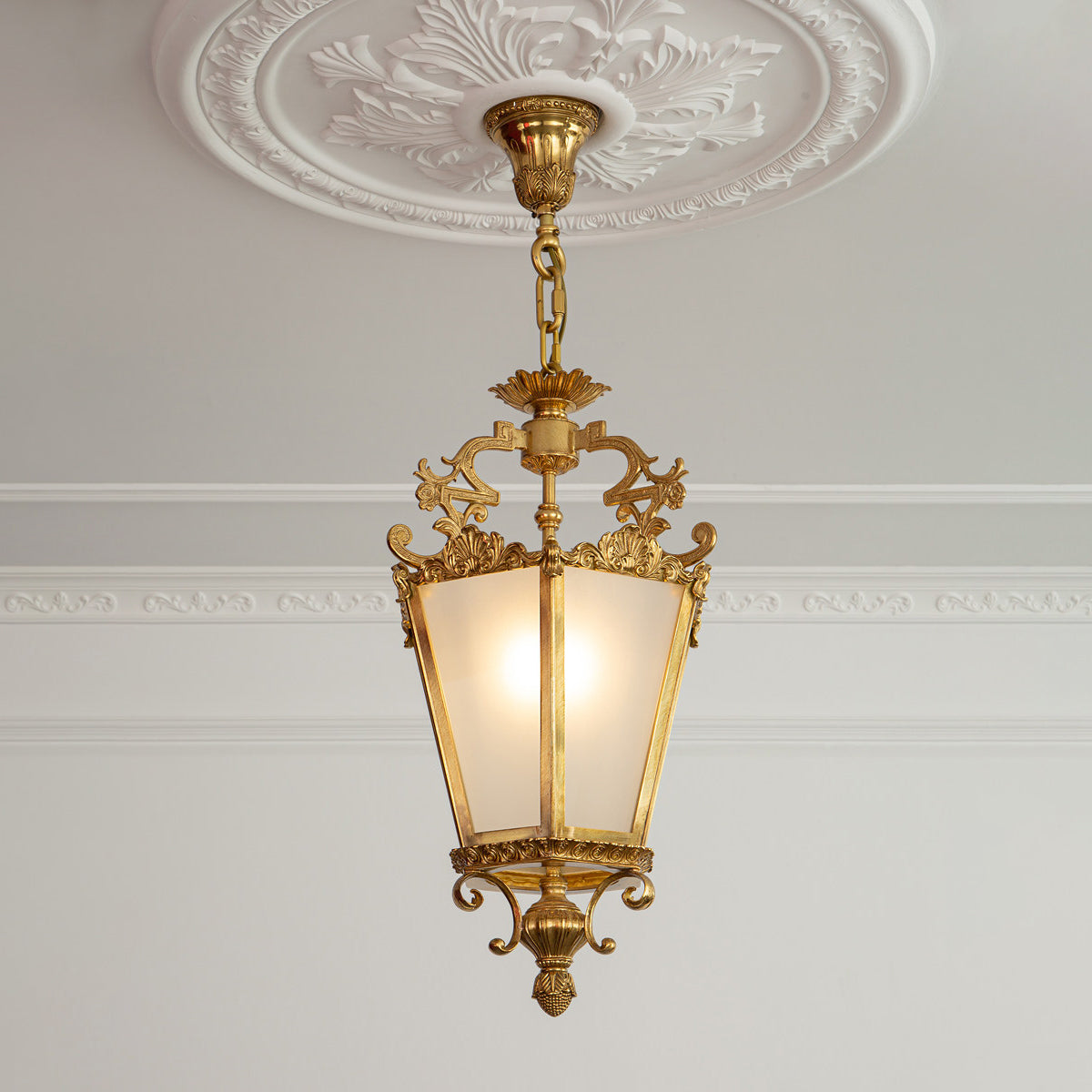Zaragoza Lantern Pendant Lamp - Vintage Perforated Brass Chandelier | Classic Oil Lamp Inspired Pendant