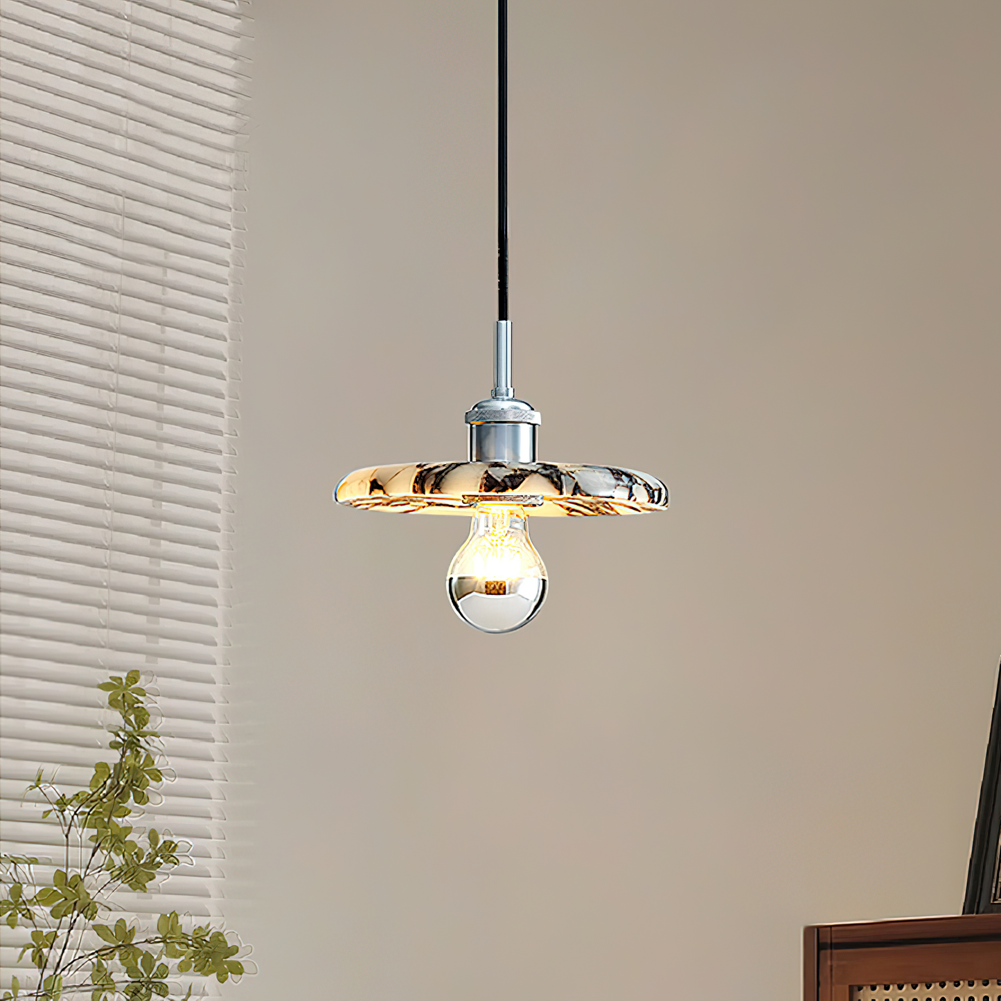 Zat Marble Pendant Lamp - Modern Natural Stone & Metal Pendant | Luxury 8" / 10" / 12" Marble Globe Light