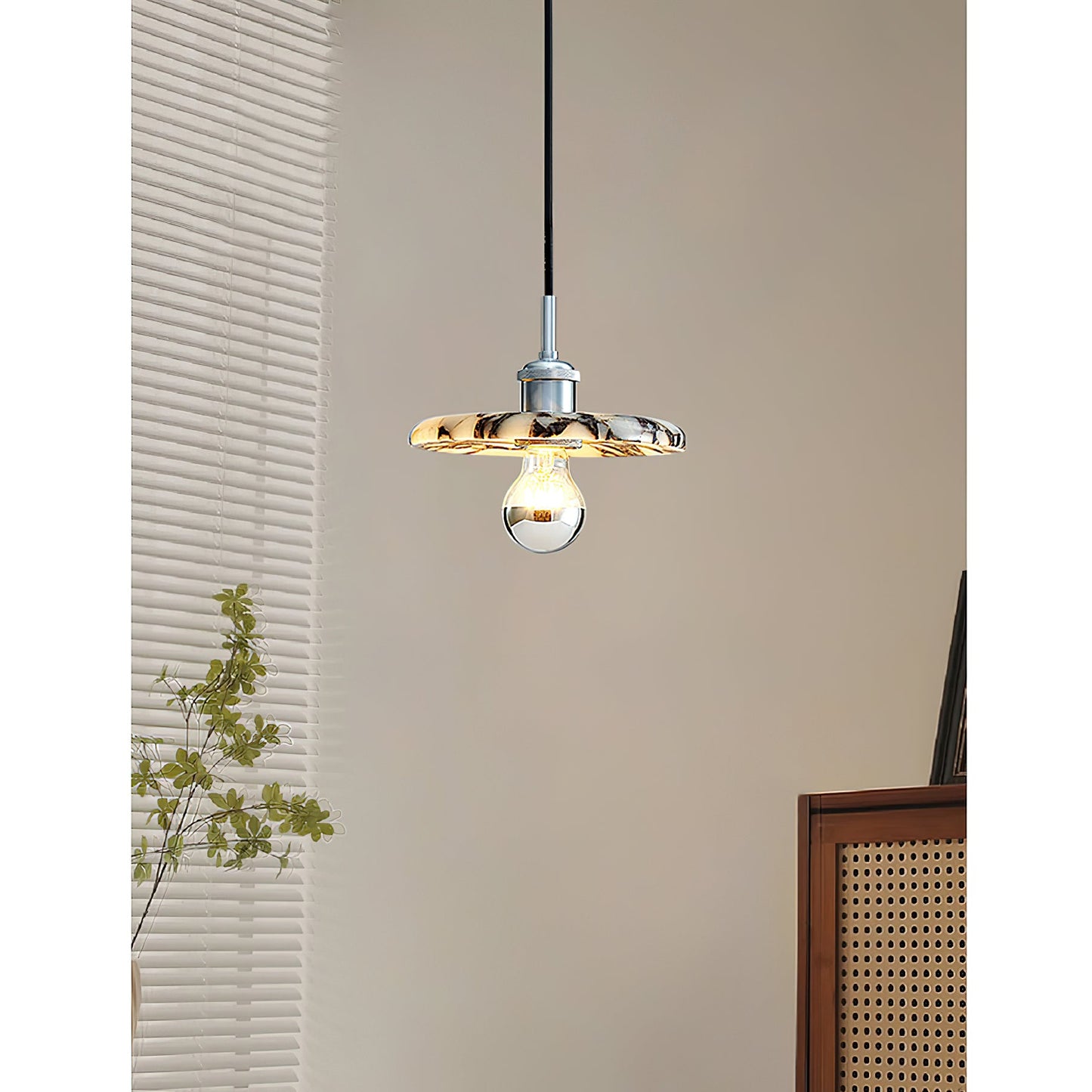 Zat Marble Pendant Lamp - Modern Natural Stone & Metal Pendant | Luxury 8" / 10" / 12" Marble Globe Light