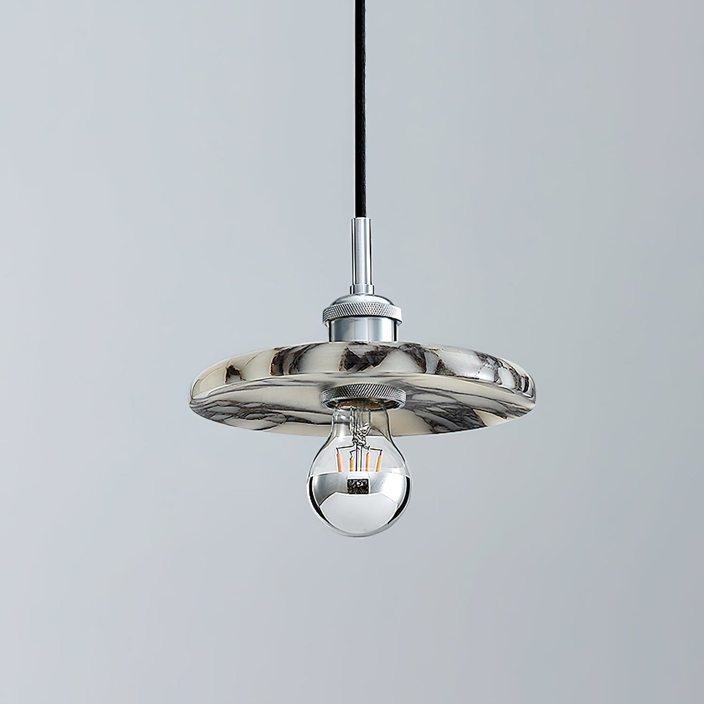 Zat Marble Pendant Lamp - Modern Natural Stone & Metal Pendant | Luxury 8" / 10" / 12" Marble Globe Light