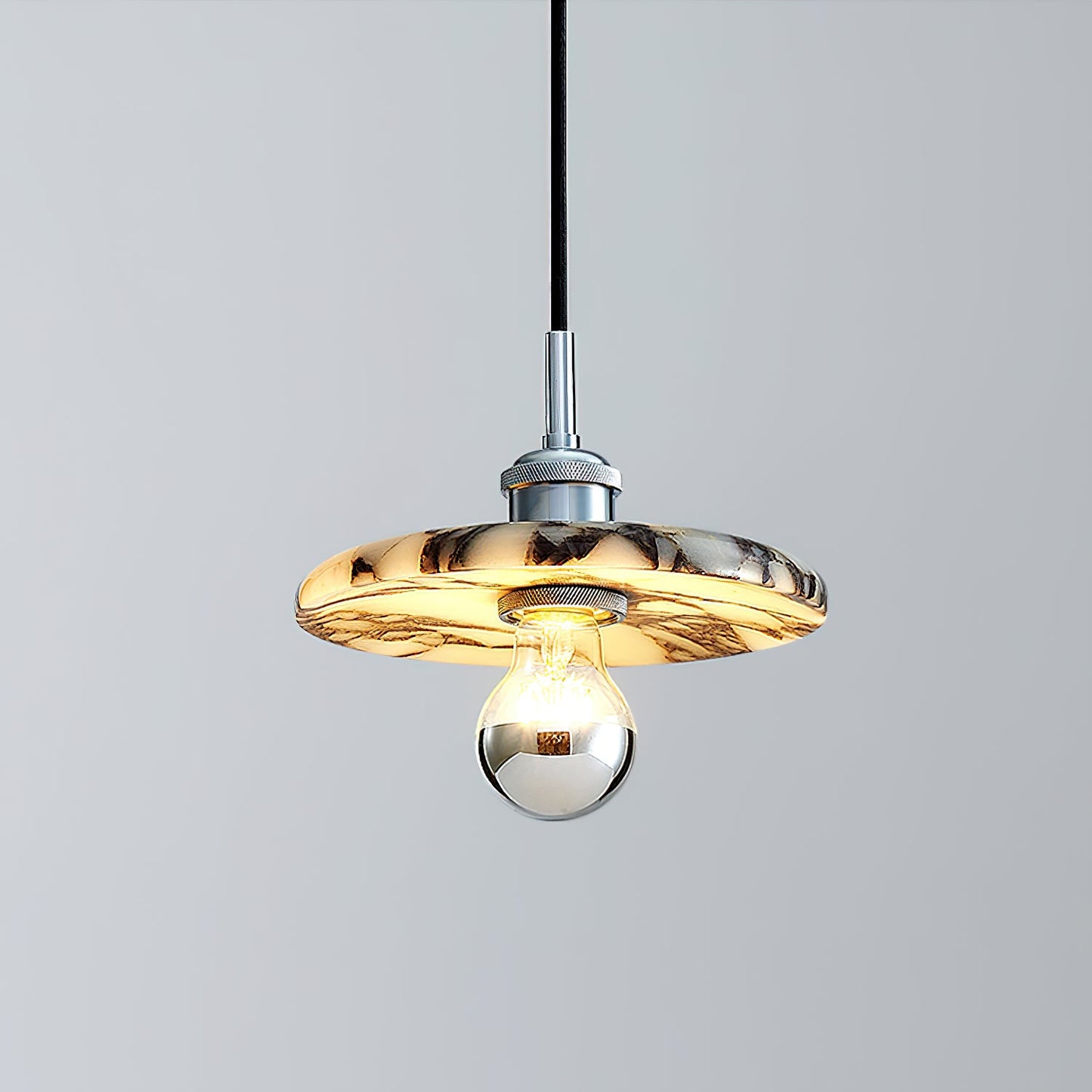 Zat Marble Pendant Lamp - Modern Natural Stone & Metal Pendant | Luxury 8" / 10" / 12" Marble Globe Light