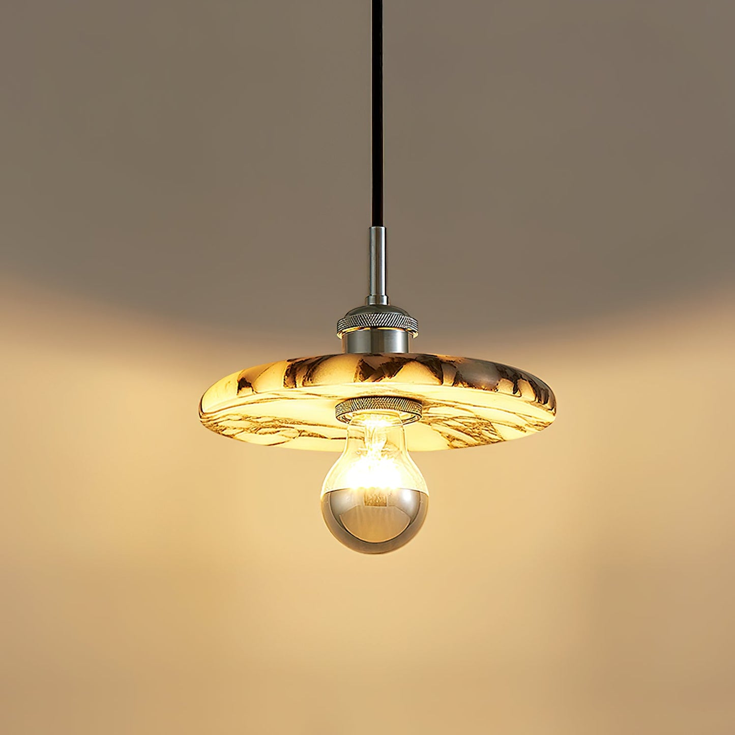 Zat Marble Pendant Lamp - Modern Natural Stone & Metal Pendant | Luxury 8" / 10" / 12" Marble Globe Light
