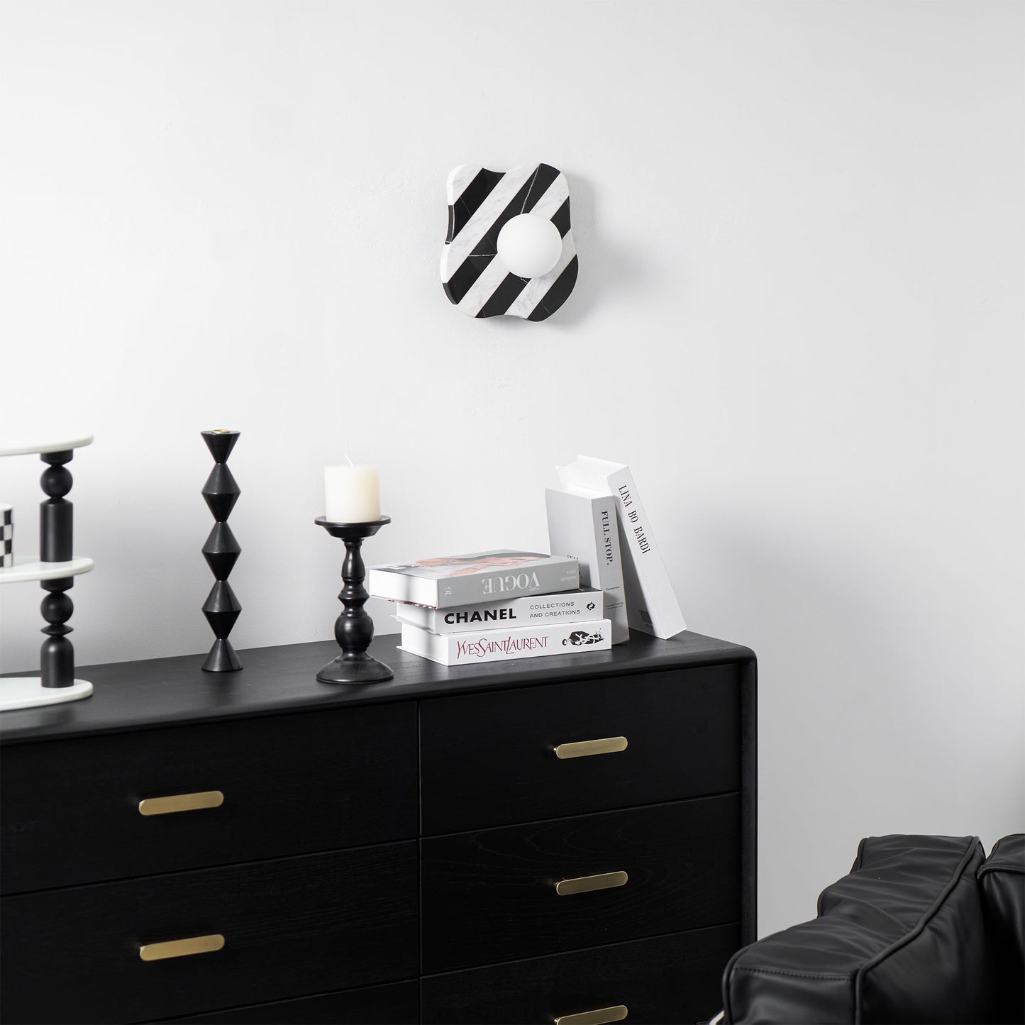 Zebra Marble Wall Lamp - Natural Stone & Glass Sconce | Modern Luxury 12" Marble Wall Light