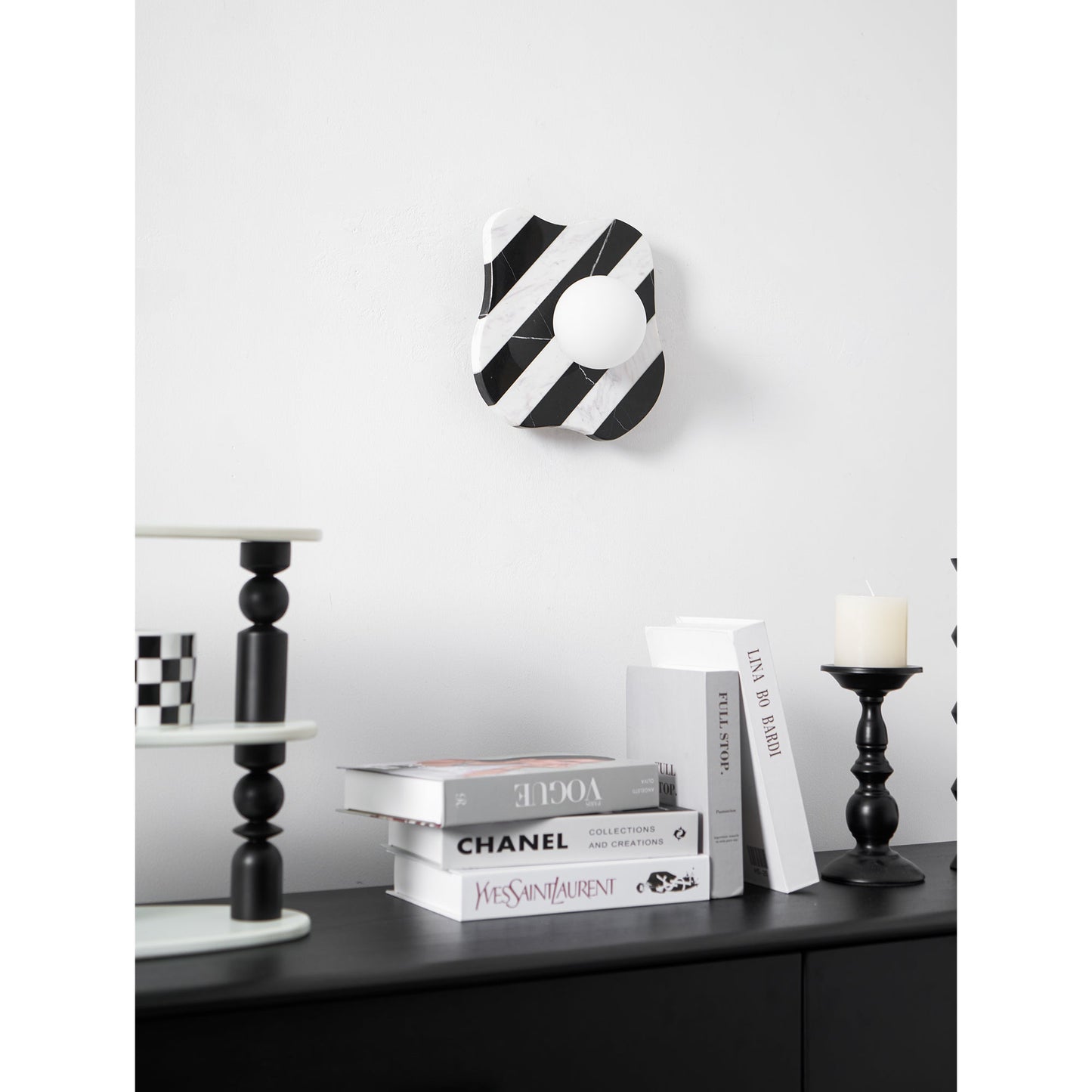 Zebra Marble Wall Lamp - Natural Stone & Glass Sconce | Modern Luxury 12" Marble Wall Light