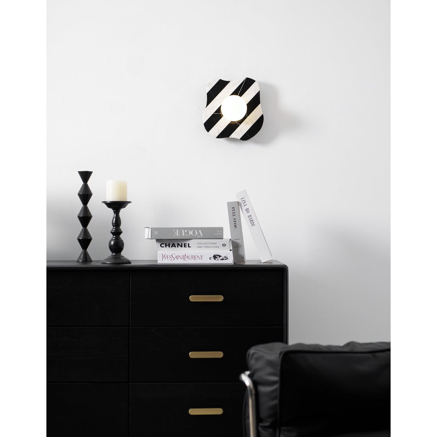 Zebra Marble Wall Lamp - Natural Stone & Glass Sconce | Modern Luxury 12" Marble Wall Light