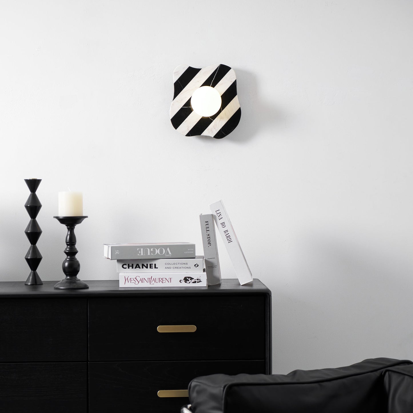 Zebra Marble Wall Lamp - Natural Stone & Glass Sconce | Modern Luxury 12" Marble Wall Light