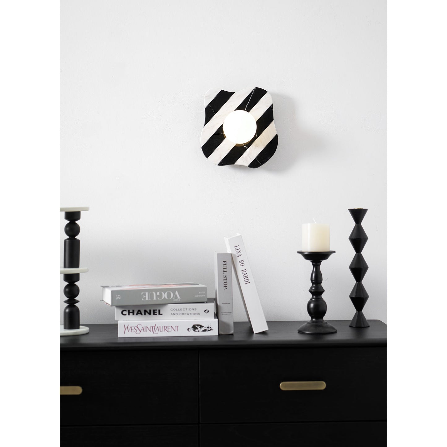 Zebra Marble Wall Lamp - Natural Stone & Glass Sconce | Modern Luxury 12" Marble Wall Light
