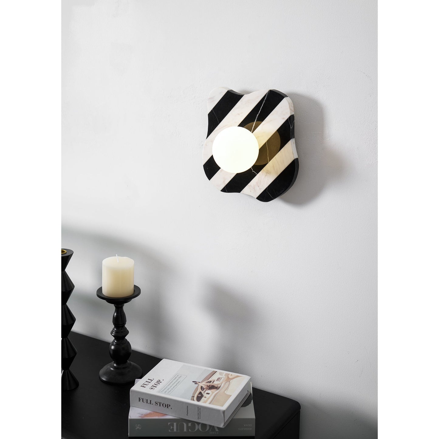 Zebra Marble Wall Lamp - Natural Stone & Glass Sconce | Modern Luxury 12" Marble Wall Light