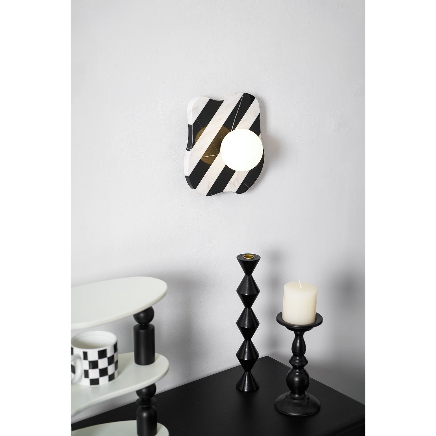 Zebra Marble Wall Lamp - Natural Stone & Glass Sconce | Modern Luxury 12" Marble Wall Light