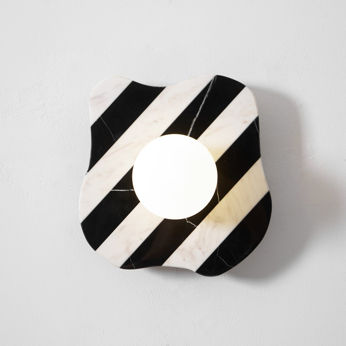 Zebra Marble Wall Lamp - Natural Stone & Glass Sconce | Modern Luxury 12" Marble Wall Light