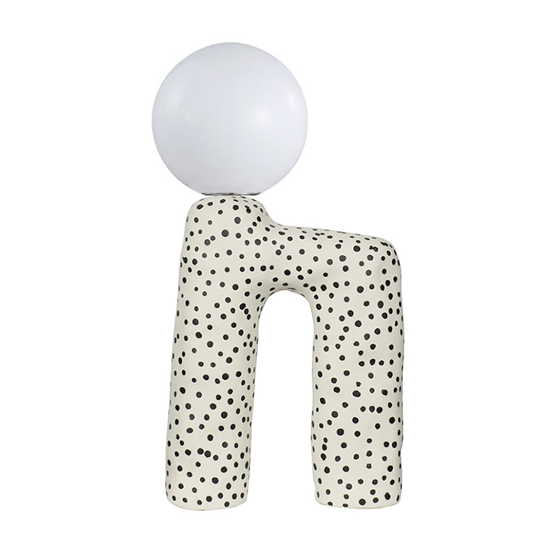 Zebra Table Lamp - Modern Black & White Resin Light | Elegant 16.5" Glass Globe Desk Lamp