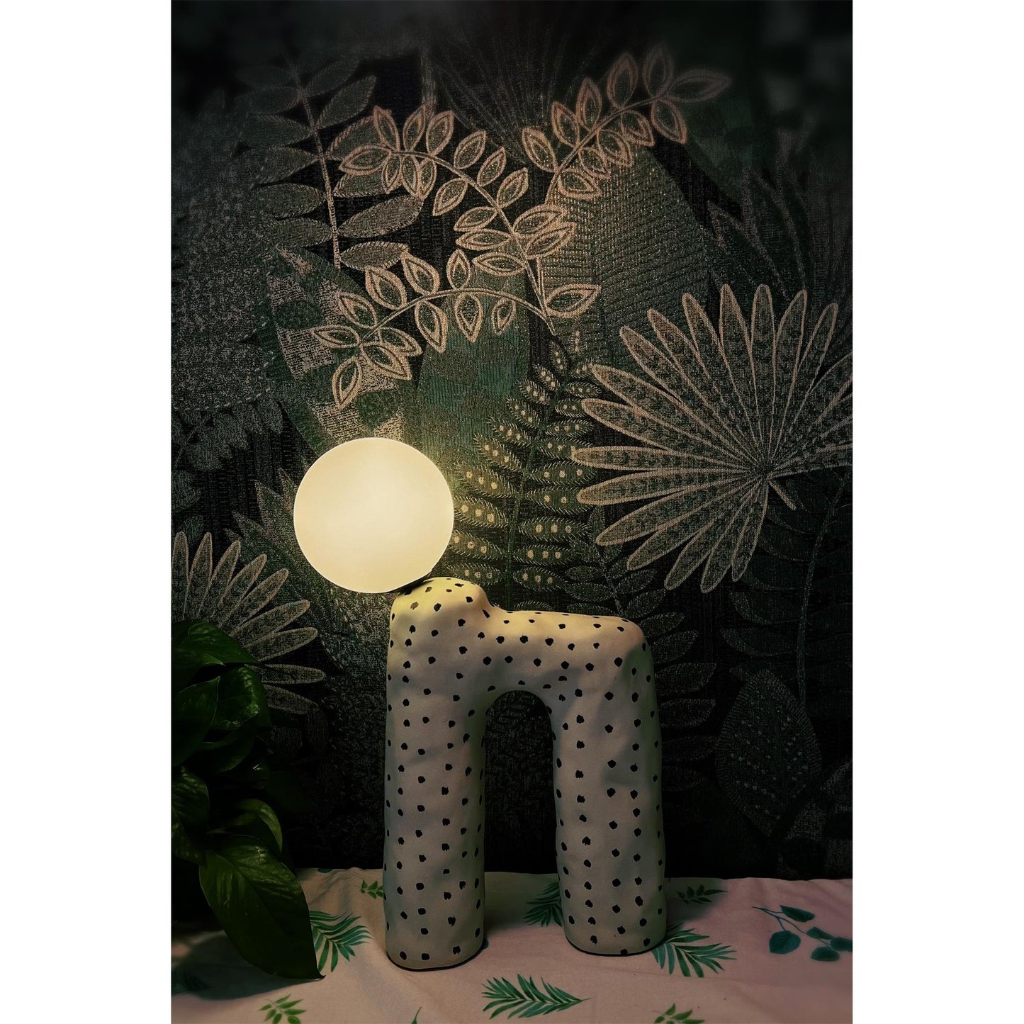Zebra Table Lamp - Modern Black & White Resin Light | Elegant 16.5" Glass Globe Desk Lamp