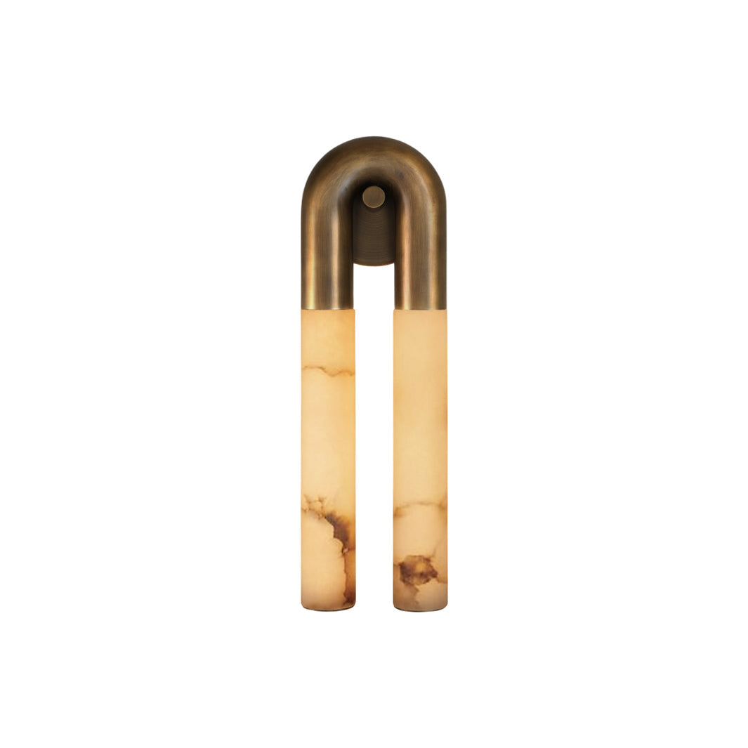 Zeme Alabaster Wall Sconce - Sculptural Chain Link LED Light | Modern Natural Stone & Brass Sconce