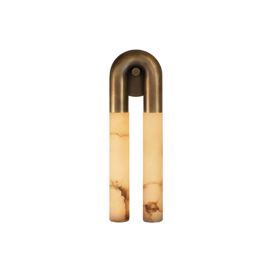Zeme Alabaster Wall Sconce - Sculptural Chain Link LED Light | Modern Natural Stone & Brass Sconce