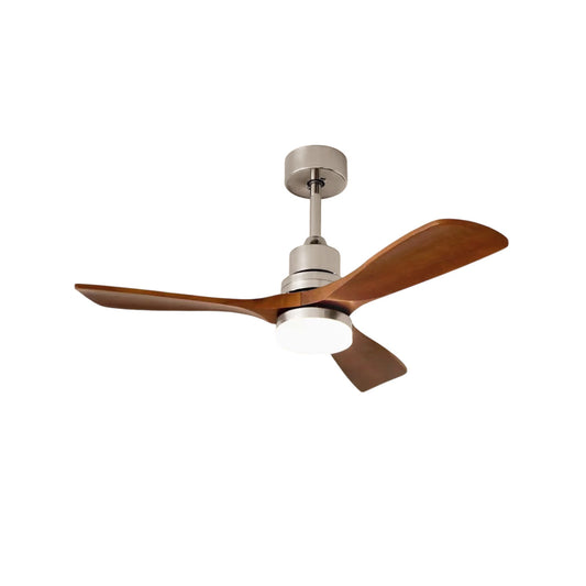 Zephyr Wooden Fan Ceiling Light - Smart DC Motor Indoor Fan | Aerodynamic Walnut Blades & Integrated LED