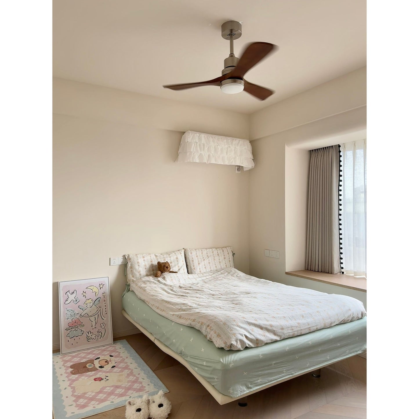 Zephyr Wooden Fan Ceiling Light - Smart DC Motor Indoor Fan | Aerodynamic Walnut Blades & Integrated LED