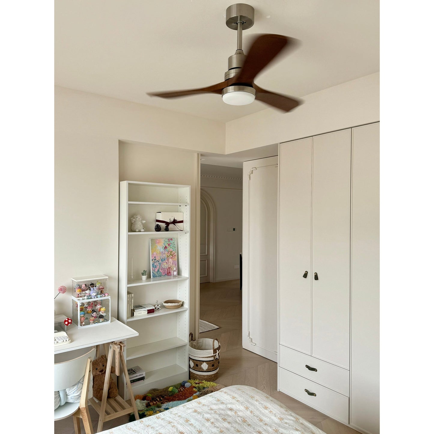 Zephyr Wooden Fan Ceiling Light - Smart DC Motor Indoor Fan | Aerodynamic Walnut Blades & Integrated LED