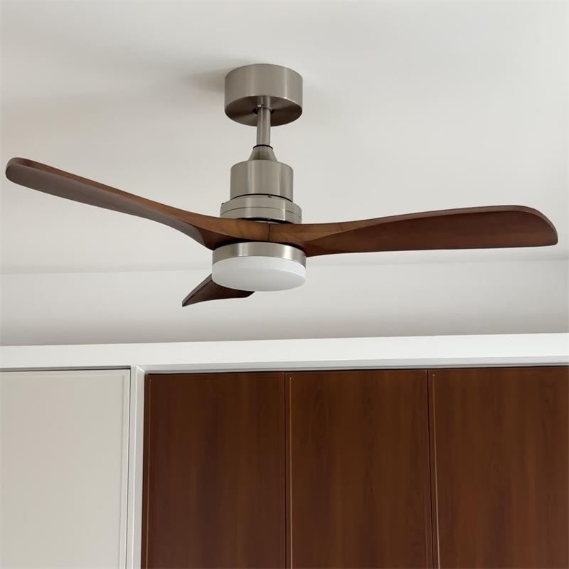 Zephyr Wooden Fan Ceiling Light - Smart DC Motor Indoor Fan | Aerodynamic Walnut Blades & Integrated LED