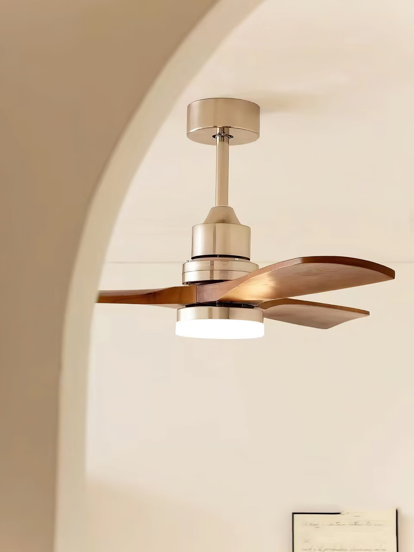 Zephyr Wooden Fan Ceiling Light - Smart DC Motor Indoor Fan | Aerodynamic Walnut Blades & Integrated LED