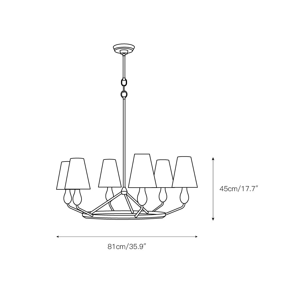 Ziba Chandelier - Modern Organic Brass Ring Chandelier | 6/8-Light Linen Shade Pendant | Radilum Inspired Lighting