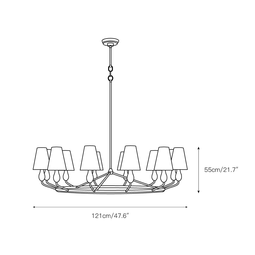 Ziba Chandelier - Modern Organic Brass Ring Chandelier | 6/8-Light Linen Shade Pendant | Radilum Inspired Lighting