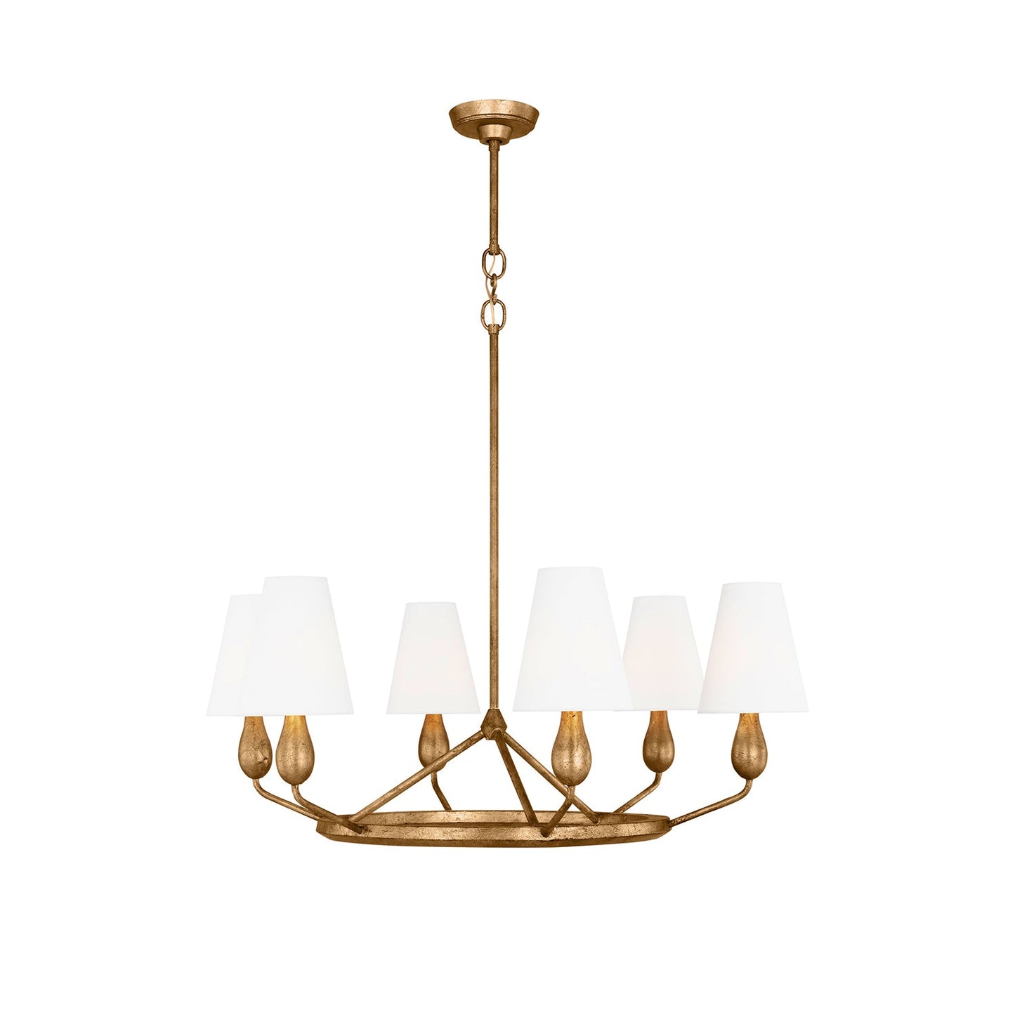 Ziba Chandelier - Modern Organic Brass Ring Chandelier | 6/8-Light Linen Shade Pendant | Radilum Inspired Lighting