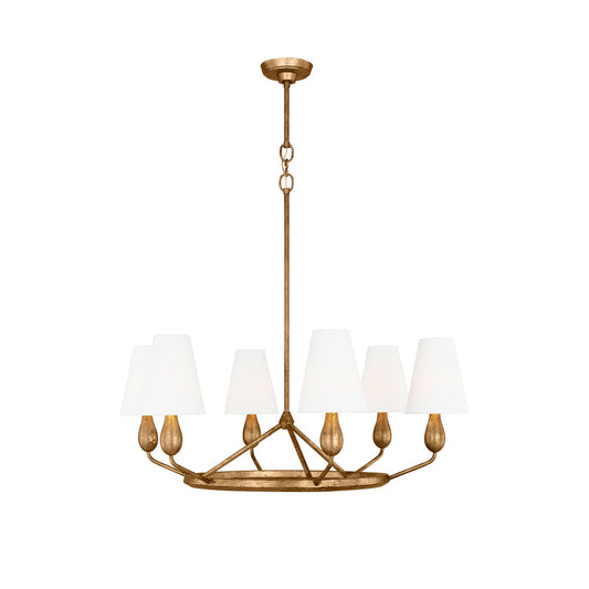 Ziba Chandelier - Modern Organic Brass Ring Chandelier | 6/8-Light Linen Shade Pendant | Radilum Inspired Lighting