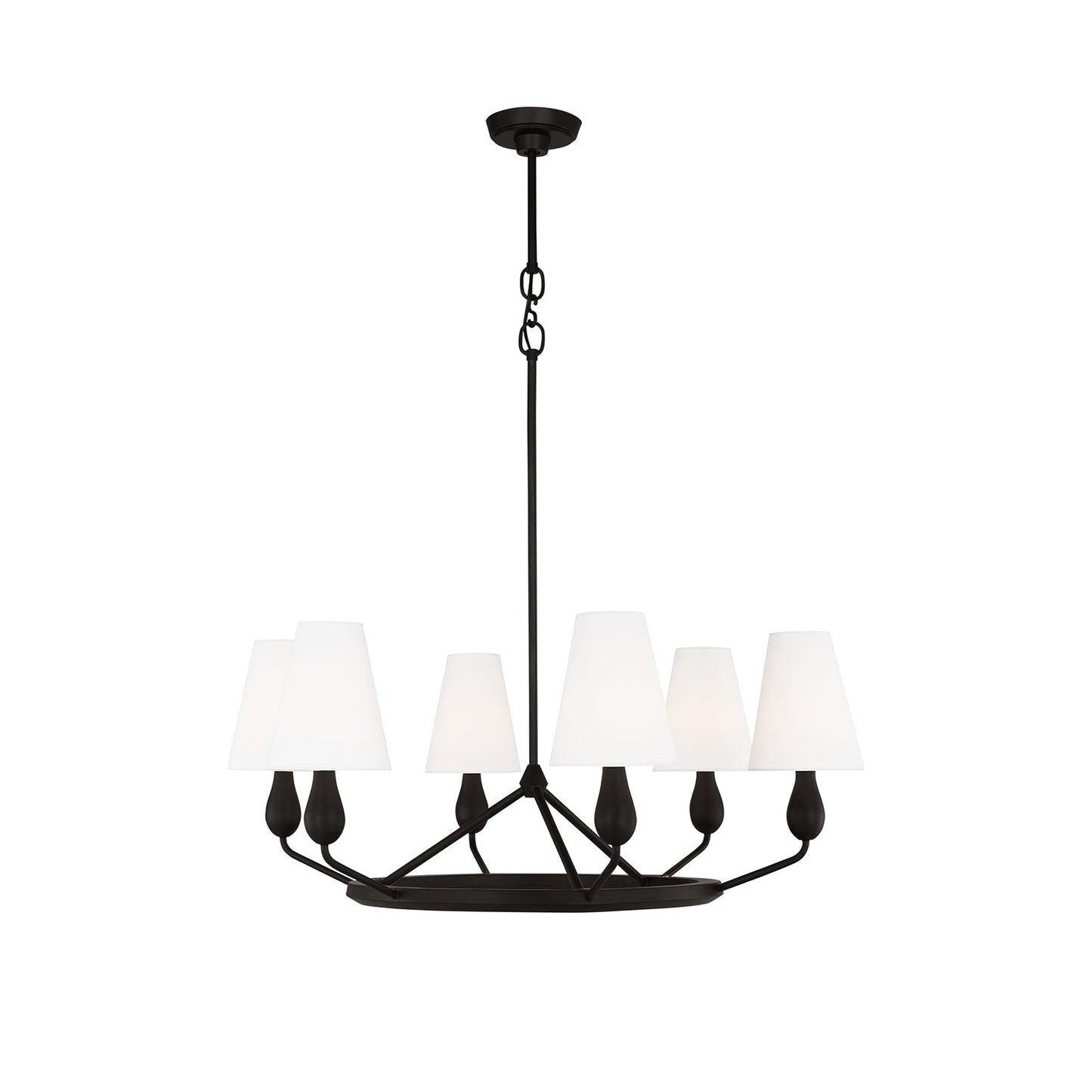 Ziba Chandelier - Modern Organic Brass Ring Chandelier | 6/8-Light Linen Shade Pendant | Radilum Inspired Lighting
