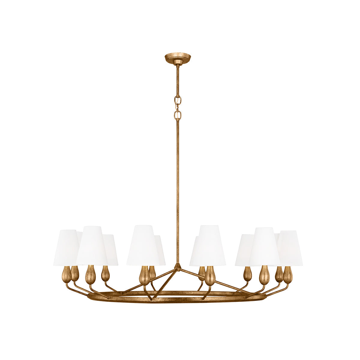 Ziba Chandelier - Modern Organic Brass Ring Chandelier | 6/8-Light Linen Shade Pendant | Radilum Inspired Lighting