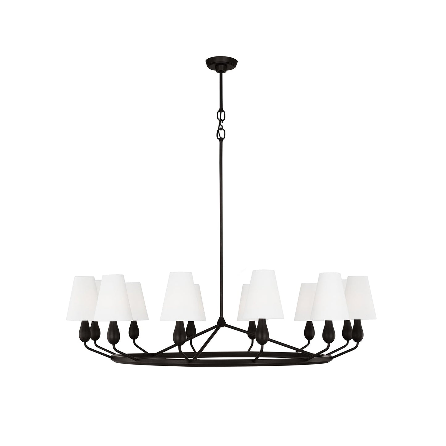Ziba Chandelier - Modern Organic Brass Ring Chandelier | 6/8-Light Linen Shade Pendant | Radilum Inspired Lighting