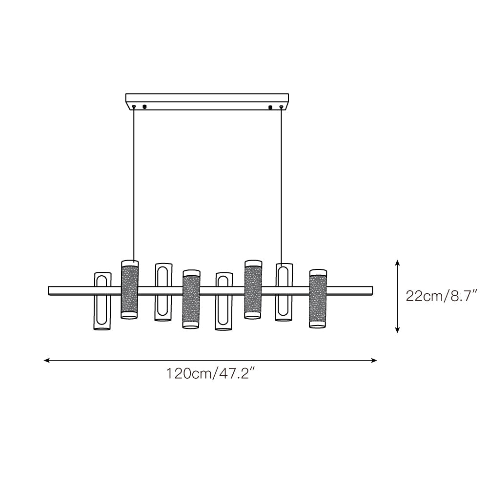 Zigger Pendant Light - Modern Linear LED Chandelier | Pearl Black Metal & Optical Acrylic Fixture