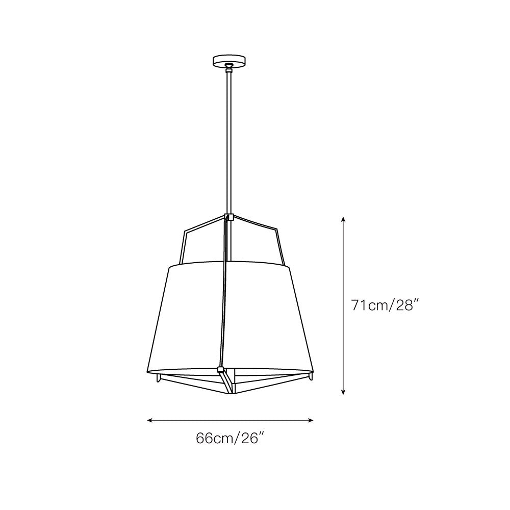Ziggy Pendant Lamp - Hand-Hammered Architectural Tapered Light | Modern 26" Cotton Shade Pendant