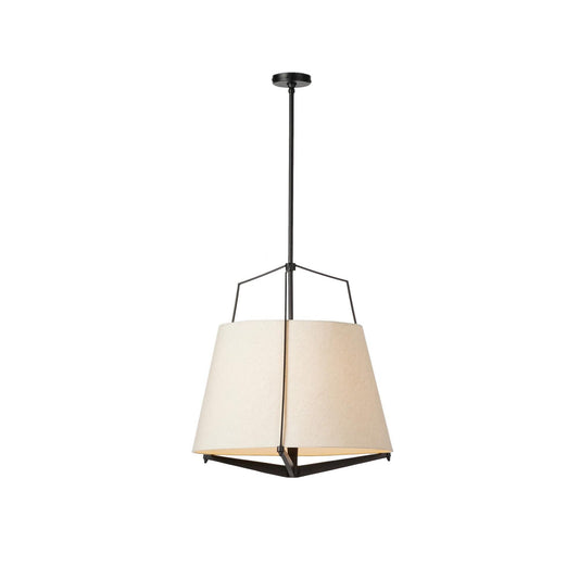 Ziggy Pendant Lamp - Hand-Hammered Architectural Tapered Light | Modern 26" Cotton Shade Pendant