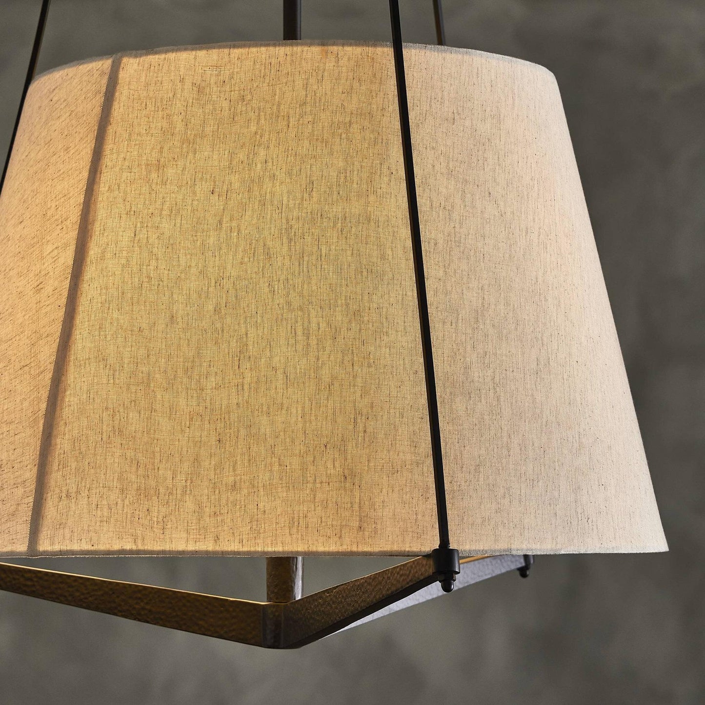 Ziggy Pendant Lamp - Hand-Hammered Architectural Tapered Light | Modern 26" Cotton Shade Pendant