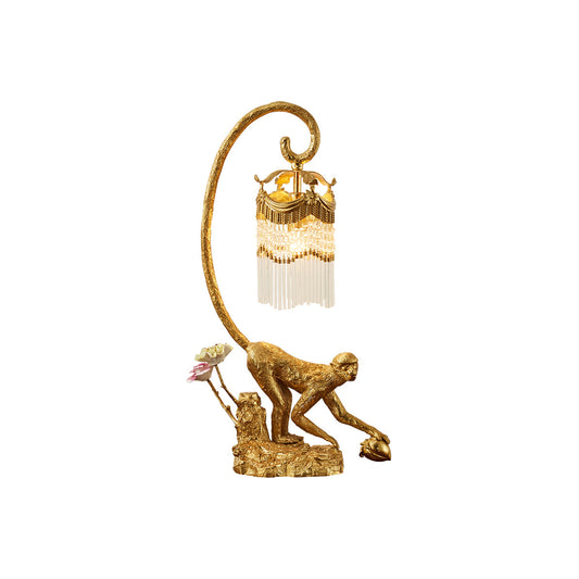 Zira Table Lamp - Luxury Brass & Crystal Bedside Light | Modern Elegant 22.8" Desk Lamp