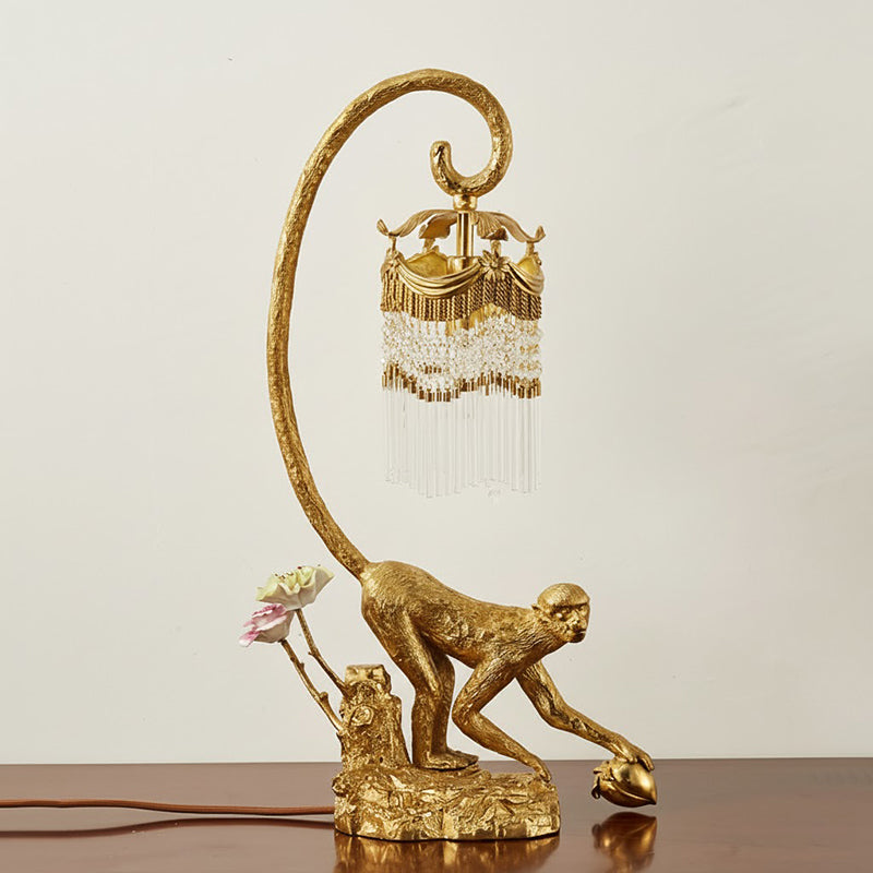 Zira Table Lamp - Luxury Brass & Crystal Bedside Light | Modern Elegant 22.8" Desk Lamp