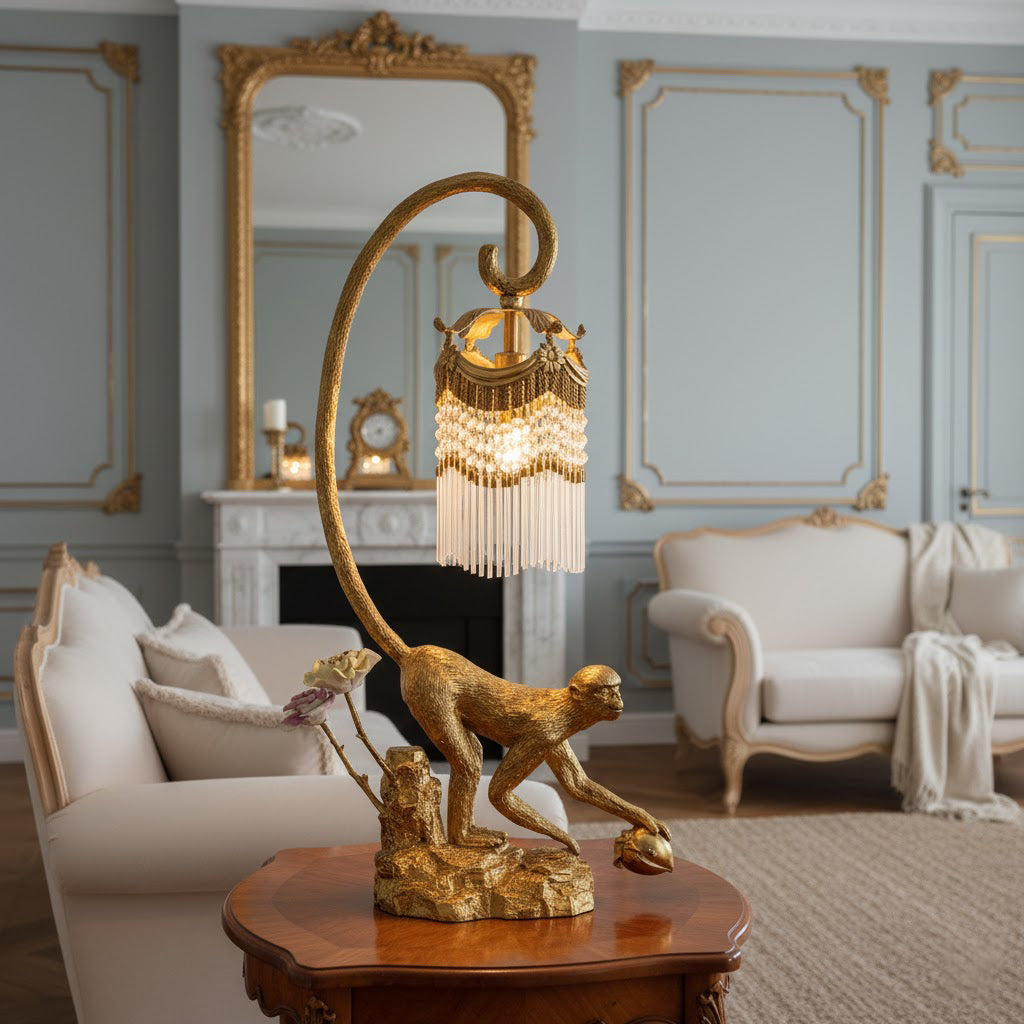 Zira Table Lamp - Luxury Brass & Crystal Bedside Light | Modern Elegant 22.8" Desk Lamp