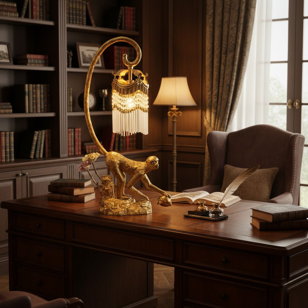 Zira Table Lamp - Luxury Brass & Crystal Bedside Light | Modern Elegant 22.8" Desk Lamp